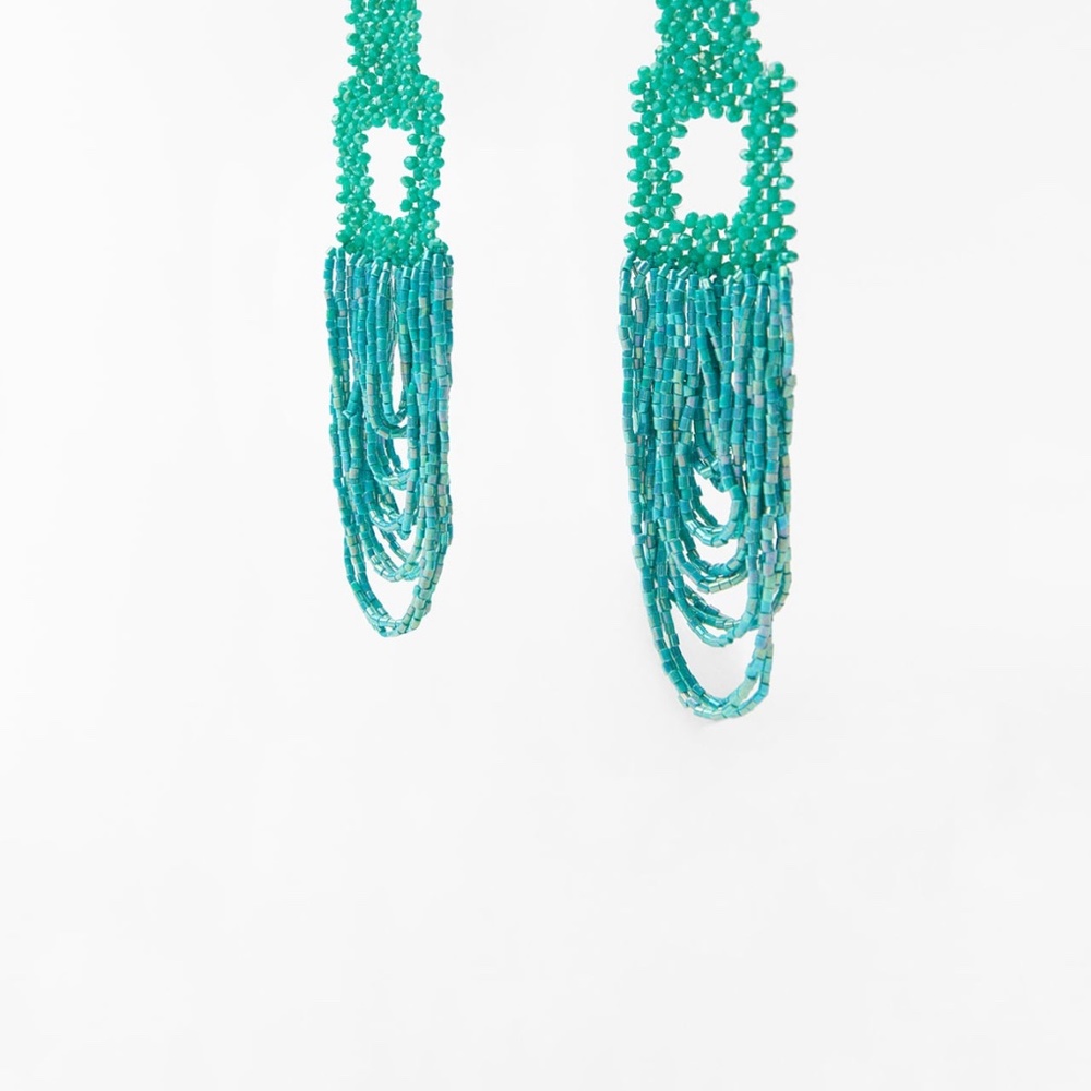 Zara limited edition beaded bohemian earrings - Picture 6 of 6